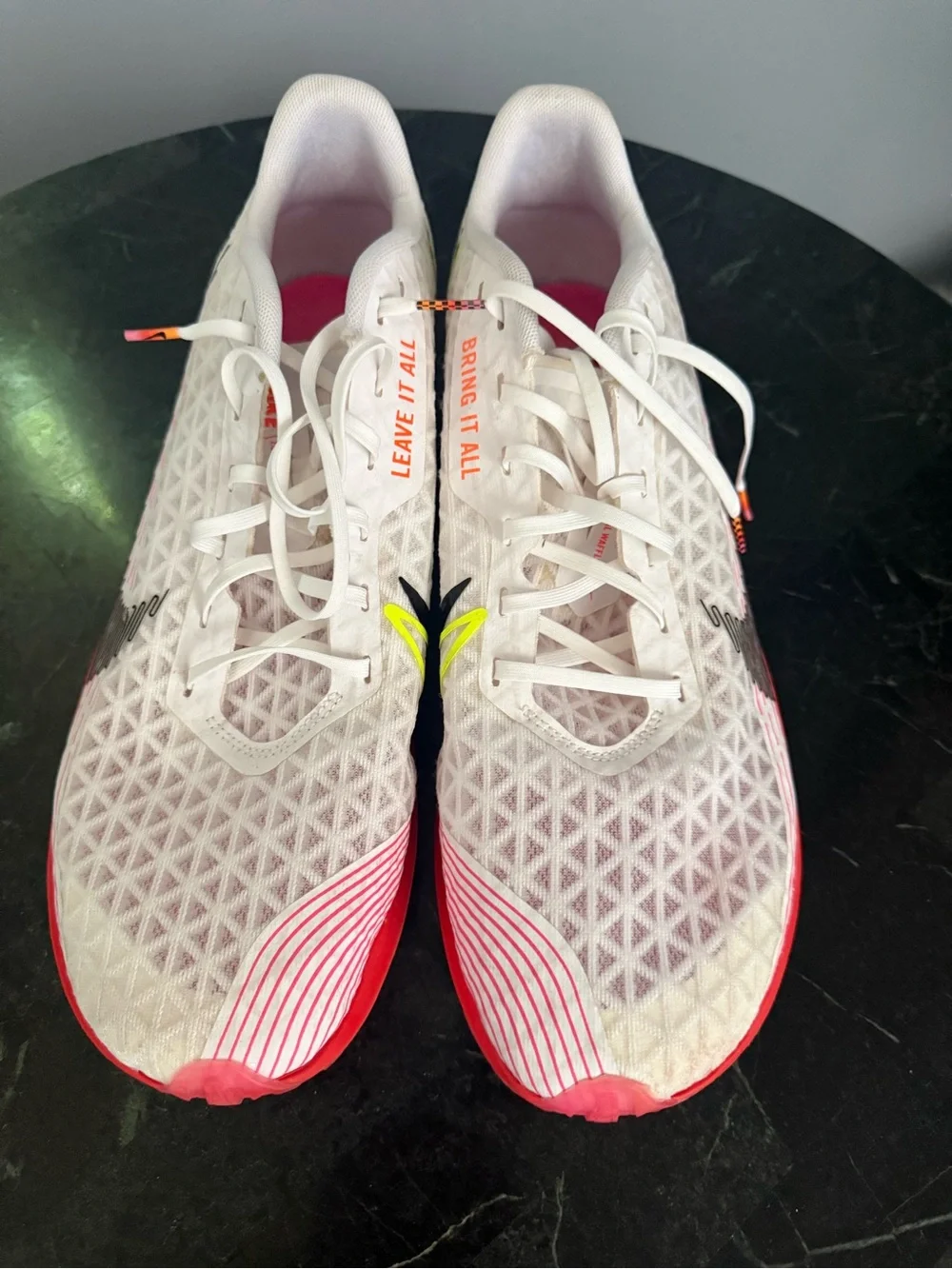 Nike Men Low Top Lace Up Athletic Sneaker White/Red/Black/Yellow Geometric